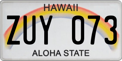 HI license plate ZUY073