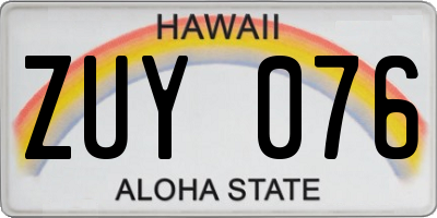 HI license plate ZUY076