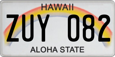 HI license plate ZUY082