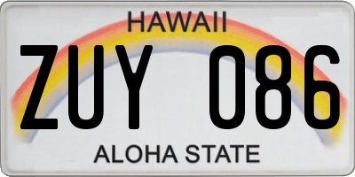 HI license plate ZUY086