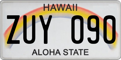 HI license plate ZUY090