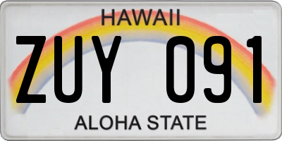 HI license plate ZUY091