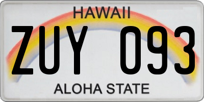 HI license plate ZUY093