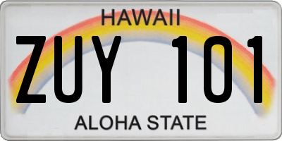 HI license plate ZUY101