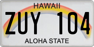 HI license plate ZUY104