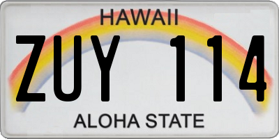 HI license plate ZUY114