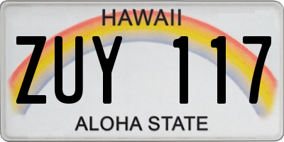 HI license plate ZUY117