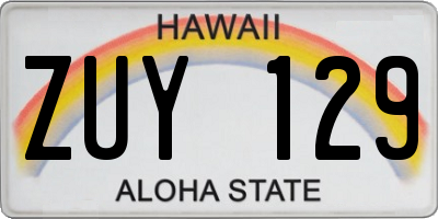 HI license plate ZUY129