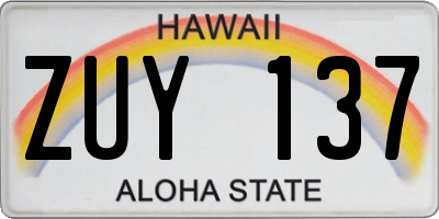 HI license plate ZUY137