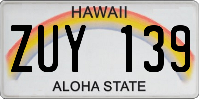 HI license plate ZUY139