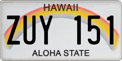 HI license plate ZUY151