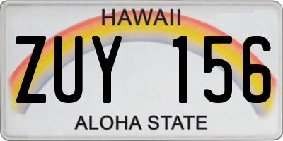 HI license plate ZUY156