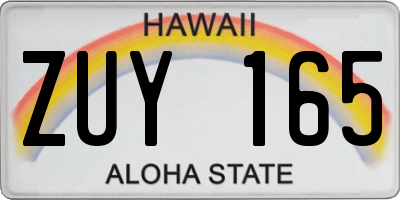 HI license plate ZUY165