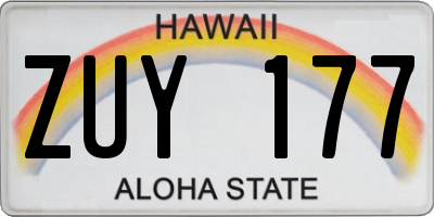 HI license plate ZUY177