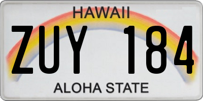 HI license plate ZUY184