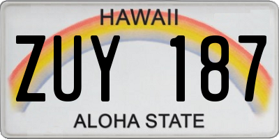 HI license plate ZUY187