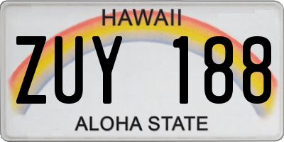 HI license plate ZUY188