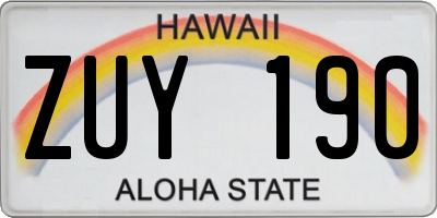 HI license plate ZUY190