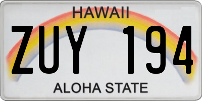 HI license plate ZUY194