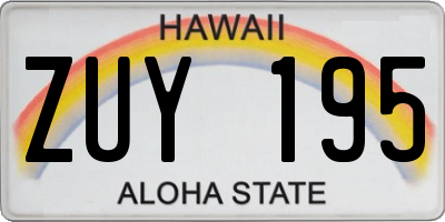 HI license plate ZUY195