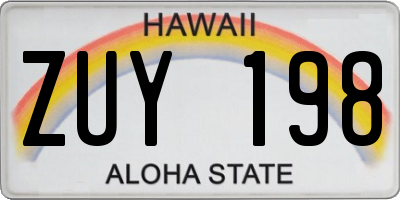 HI license plate ZUY198