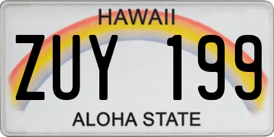 HI license plate ZUY199