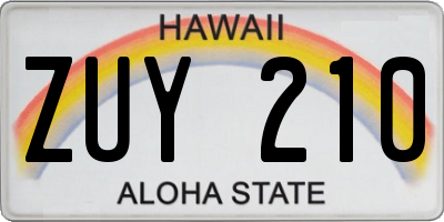 HI license plate ZUY210