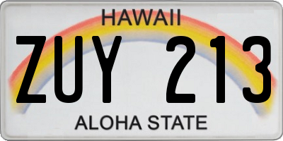 HI license plate ZUY213