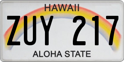 HI license plate ZUY217