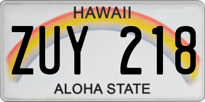 HI license plate ZUY218