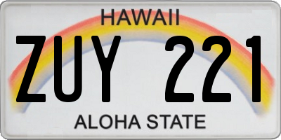 HI license plate ZUY221