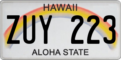 HI license plate ZUY223