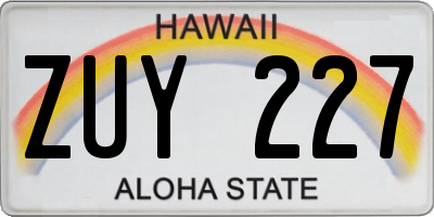 HI license plate ZUY227