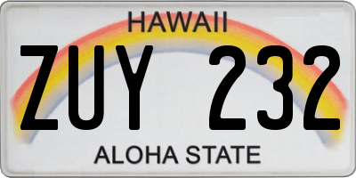 HI license plate ZUY232