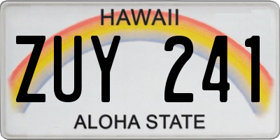 HI license plate ZUY241