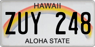 HI license plate ZUY248