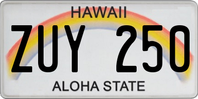 HI license plate ZUY250