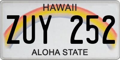 HI license plate ZUY252