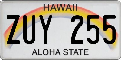 HI license plate ZUY255