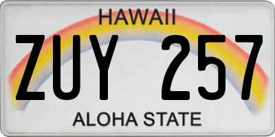 HI license plate ZUY257
