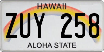 HI license plate ZUY258