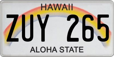 HI license plate ZUY265