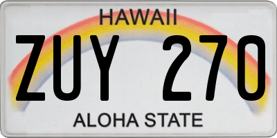 HI license plate ZUY270