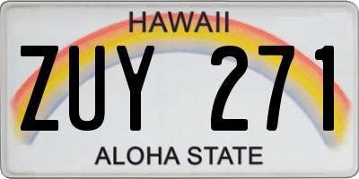 HI license plate ZUY271