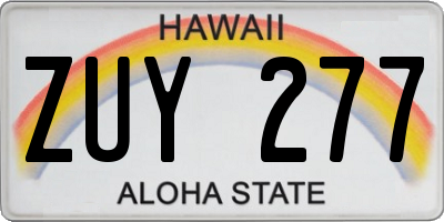 HI license plate ZUY277