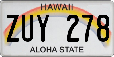 HI license plate ZUY278