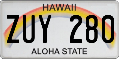 HI license plate ZUY280