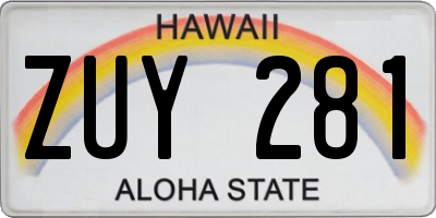 HI license plate ZUY281