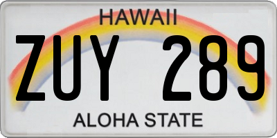 HI license plate ZUY289