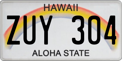 HI license plate ZUY304